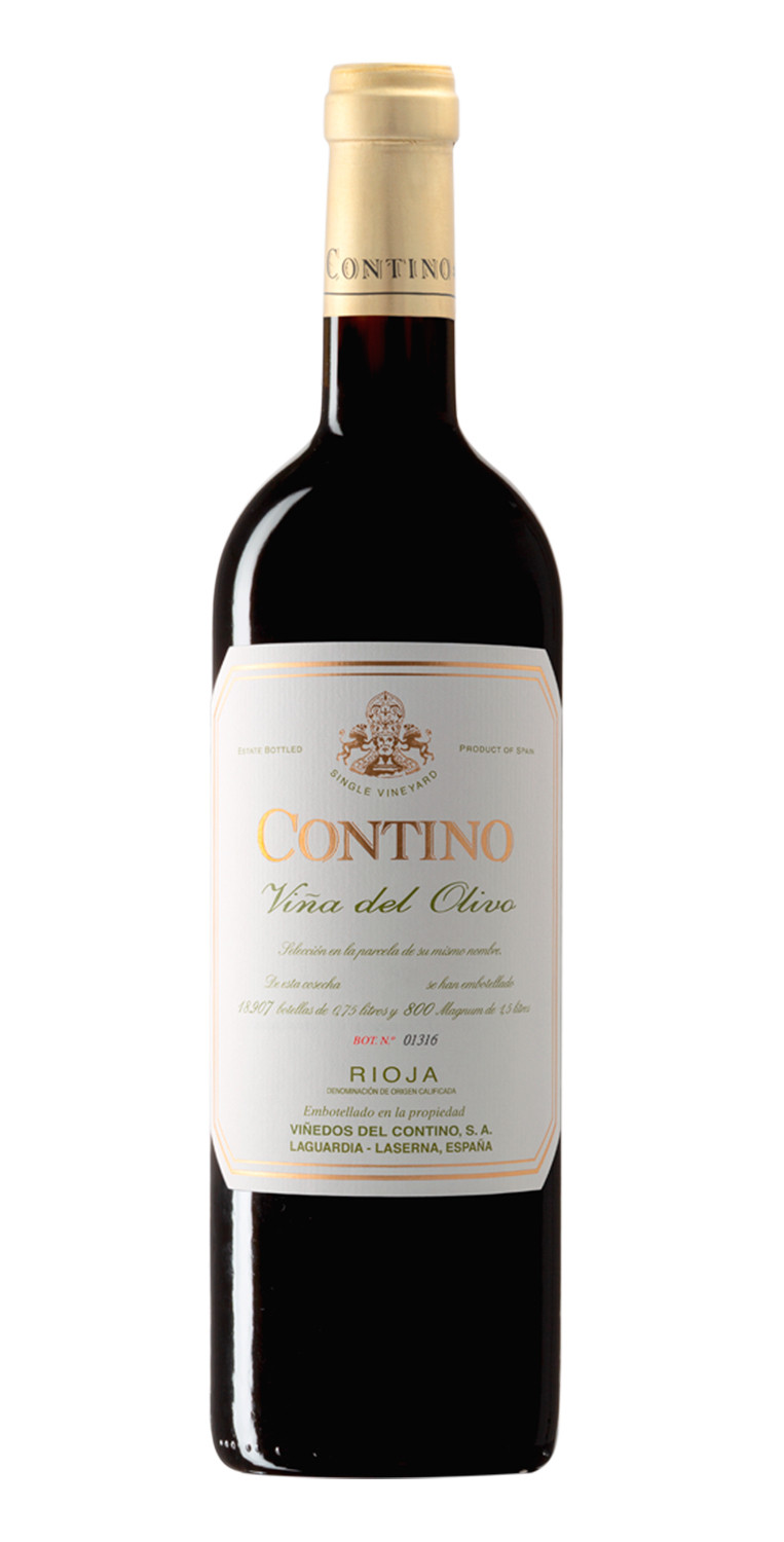 Botella del vino tinto Contino Viña del Olivo 2019