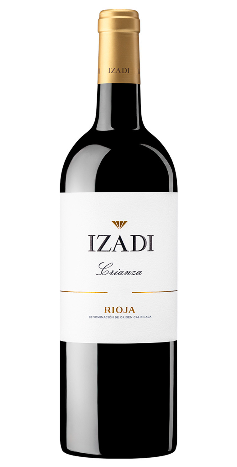 Botella del vino tinto Izadi Crianza