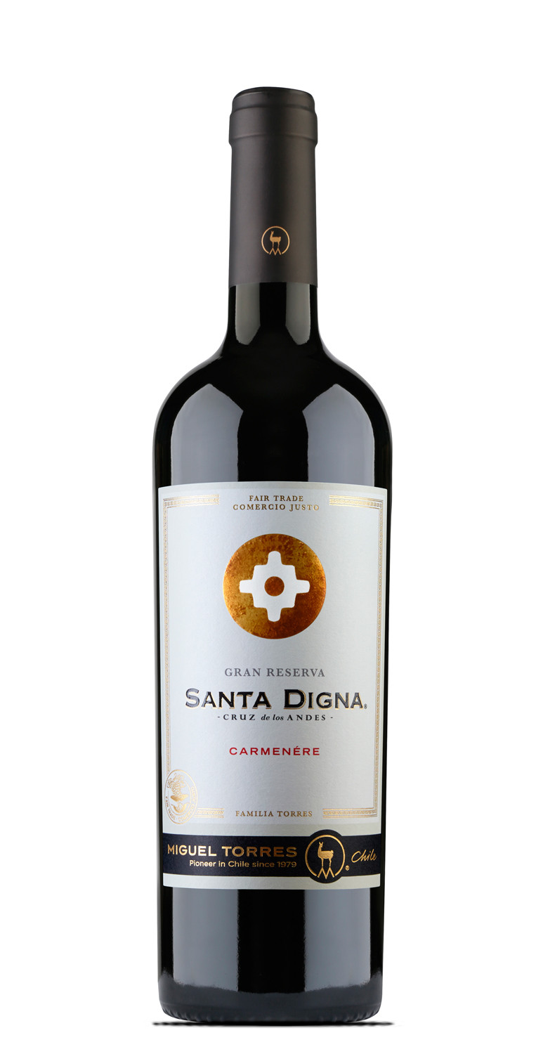 Botella del vino tinto Santa Digna Carménère 2020